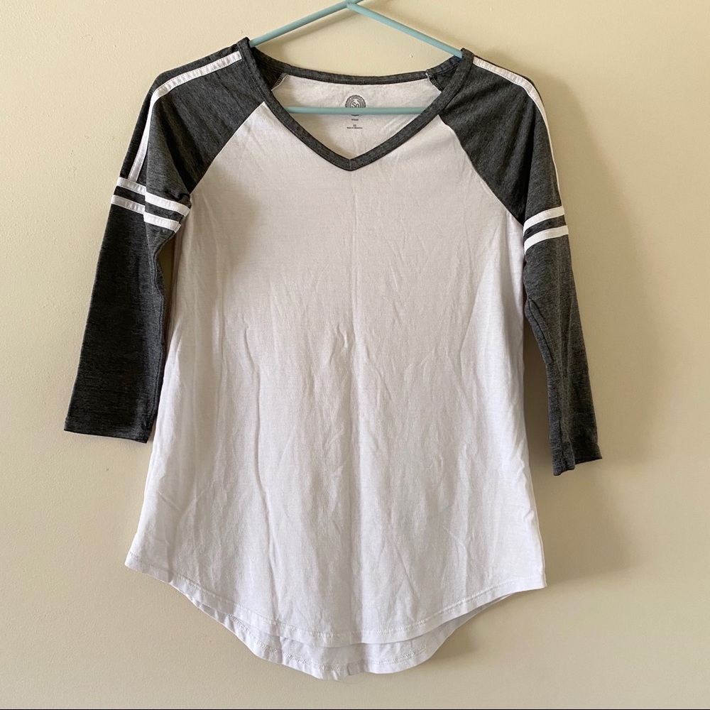 SO White and Grey 3/4 Sleeve Shirt NWOT